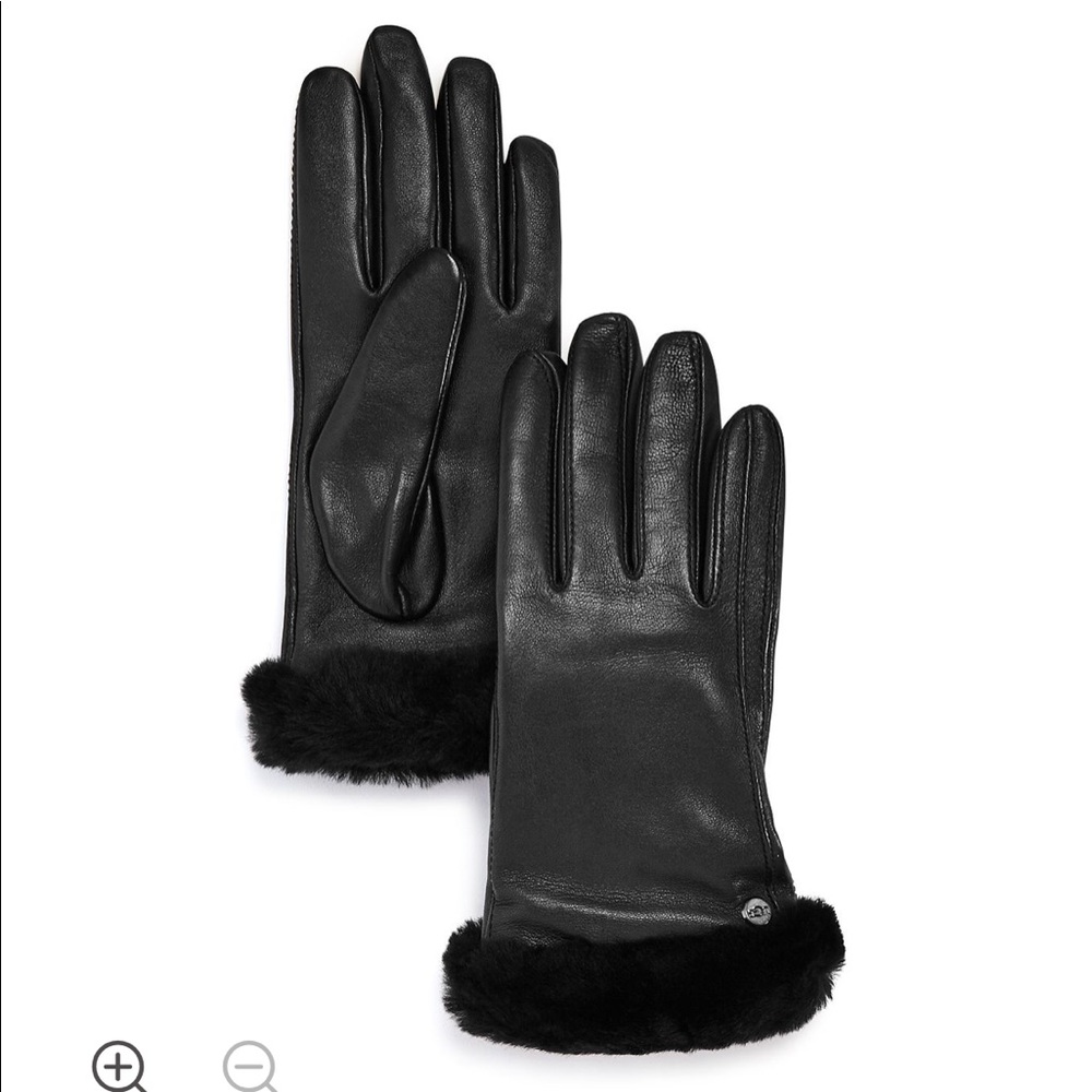 NWT UGG Shorty Shearling-Cuff Leather Tech Gloves